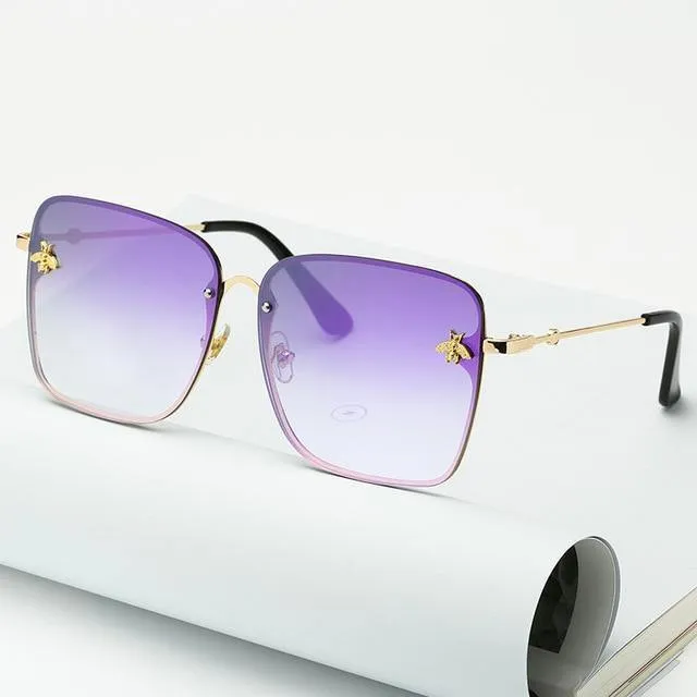 Lady Oversize Rimless Square Bee Sunglasses