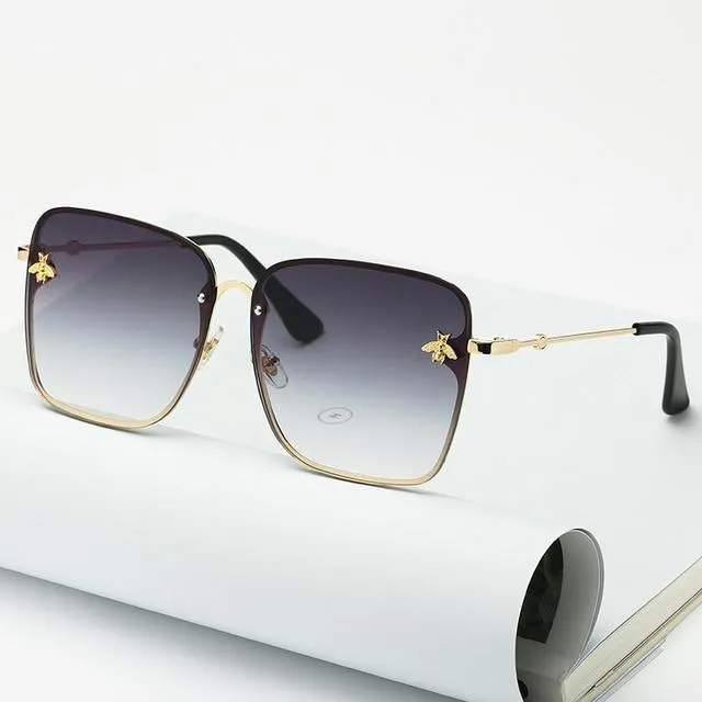 Lady Oversize Rimless Square Bee Sunglasses