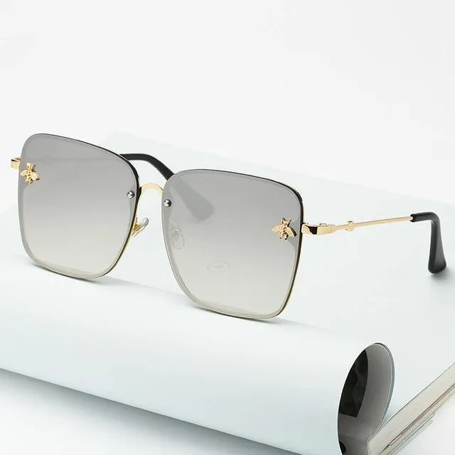 Lady Oversize Rimless Square Bee Sunglasses