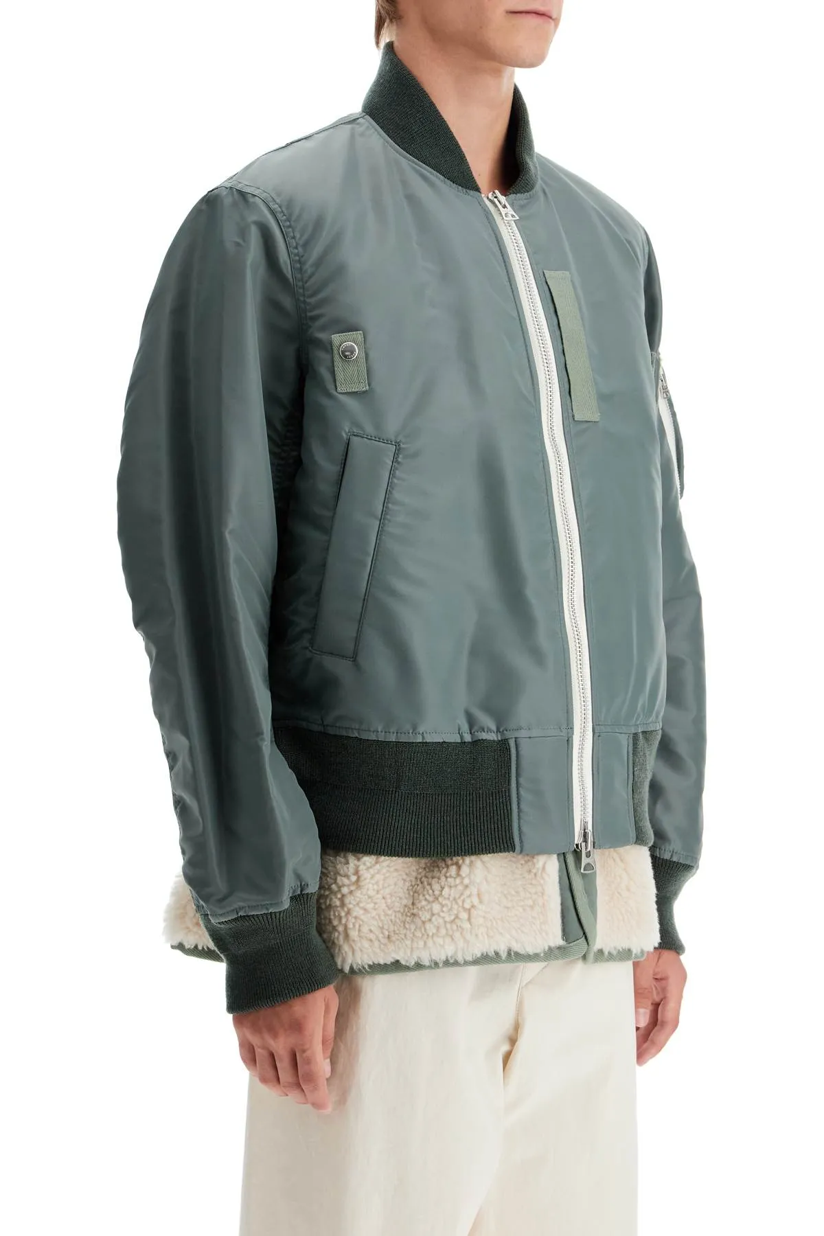 layered hybrid bomber jacket