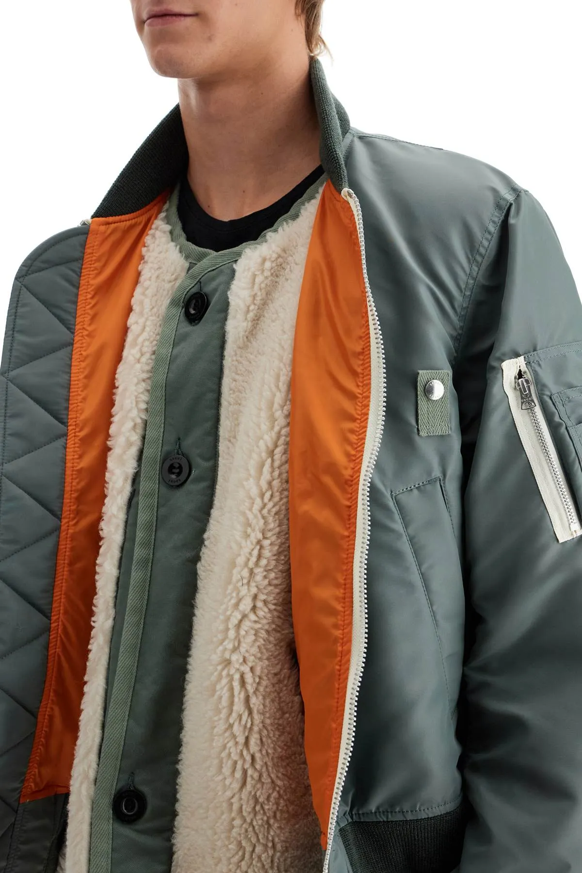 layered hybrid bomber jacket