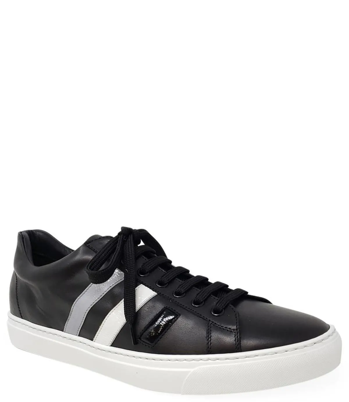 MADISON MAISON LEATHER 3 STRIPE MENS SNEAKER - BLACK 