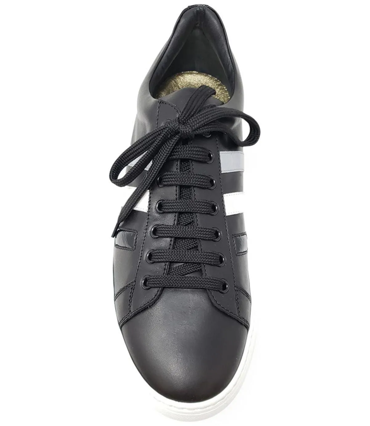 MADISON MAISON LEATHER 3 STRIPE MENS SNEAKER - BLACK 