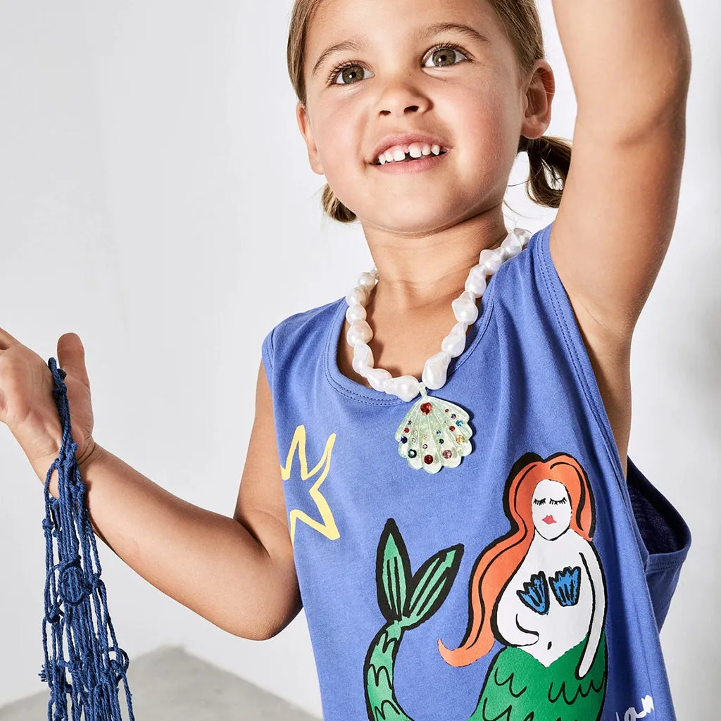 Maison Mangostan Child Mermaid Fringes Dress Blue