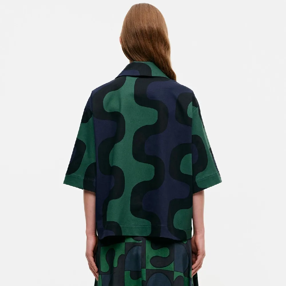 marimekko  |Casual Style Cotton Short Sleeves Office Style Elegant Style