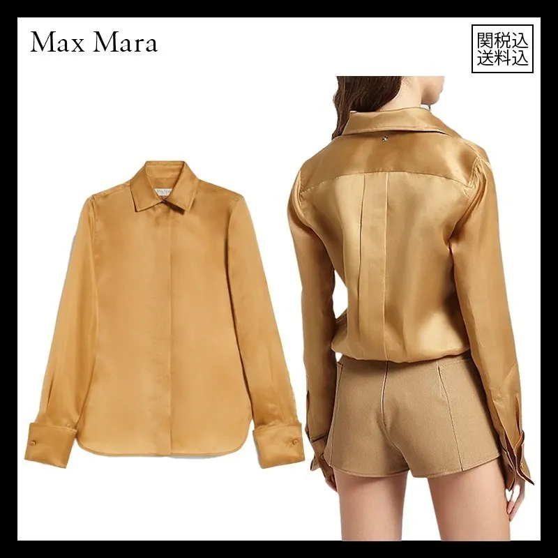 MaxMara  |Casual Style Silk Long Sleeves Plain Office Style