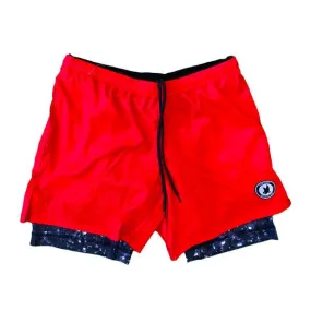 Mens 2-1 Compression Solid Red Rainmaker 7 Shorts