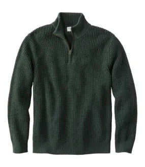 Men's Organic Cotton Waffle Sweater, Quarter Zip