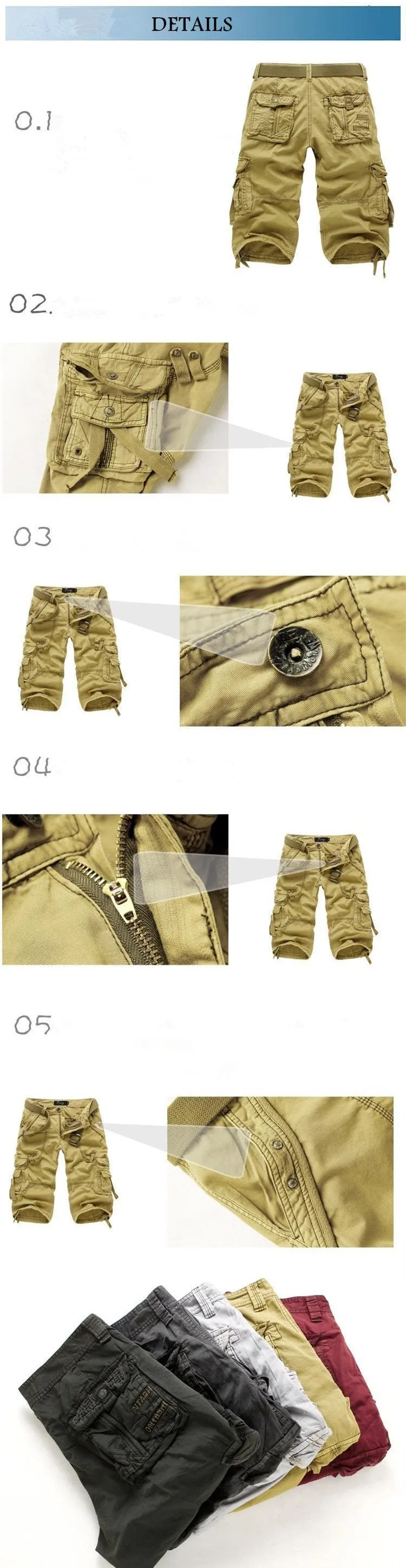 Men's Red Plus Size Brand Summer Loose Cargo Shorts on Clearance