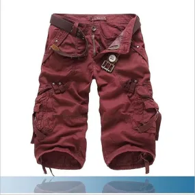 Men's Red Plus Size Brand Summer Loose Cargo Shorts on Clearance