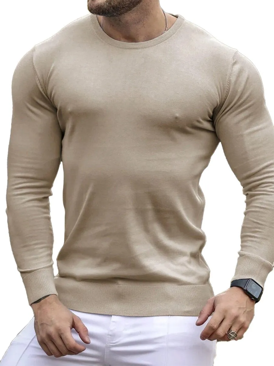 Men's Solid Color Casual Crew Neck Sweater