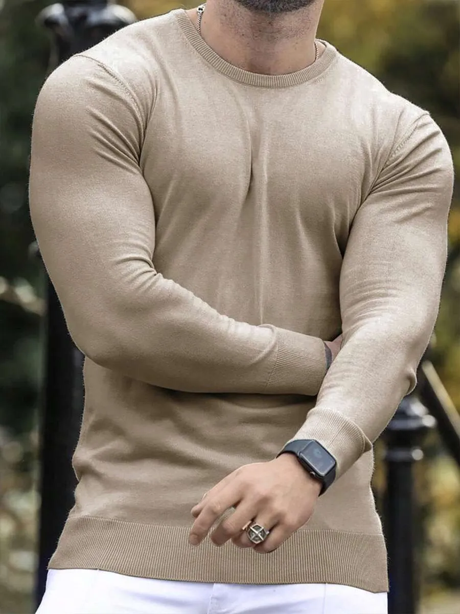 Men's Solid Color Casual Crew Neck Sweater