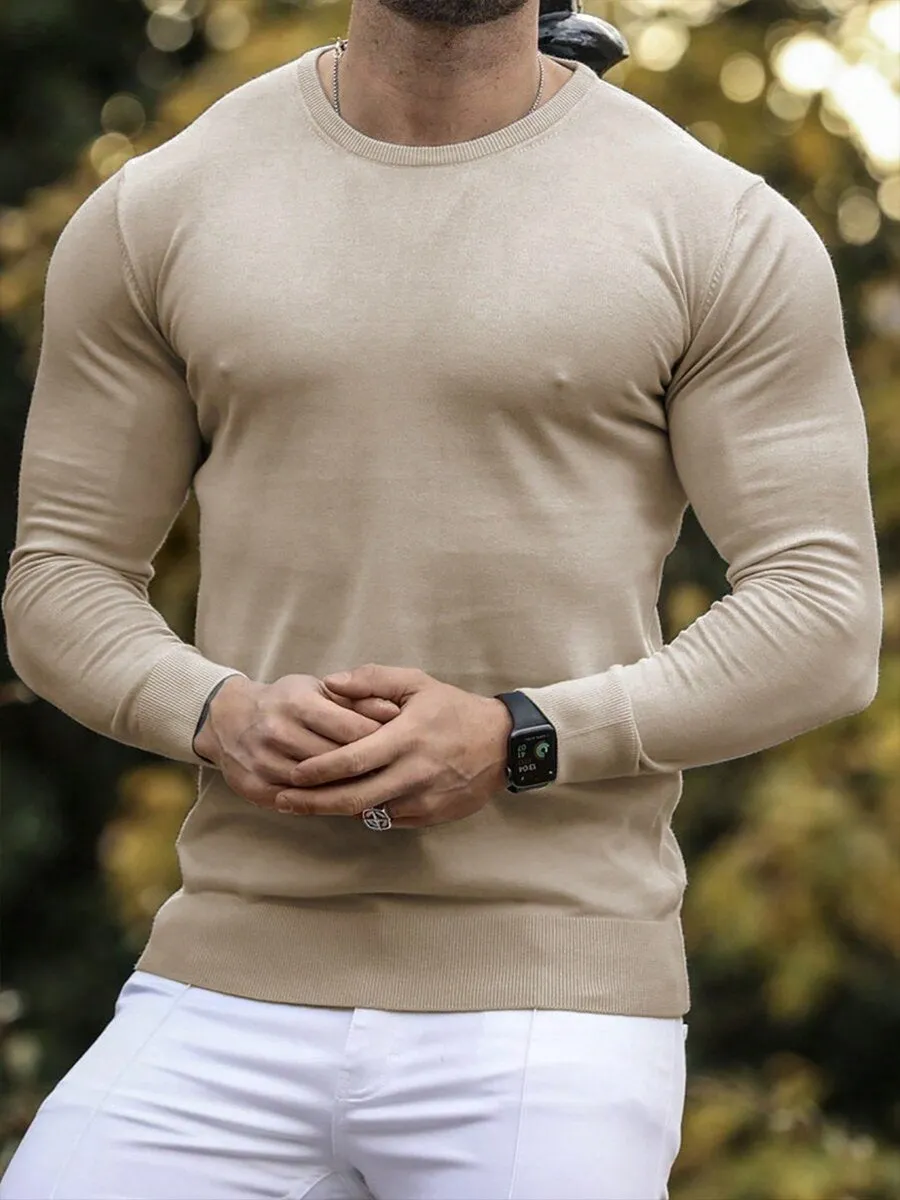 Men's Solid Color Casual Crew Neck Sweater