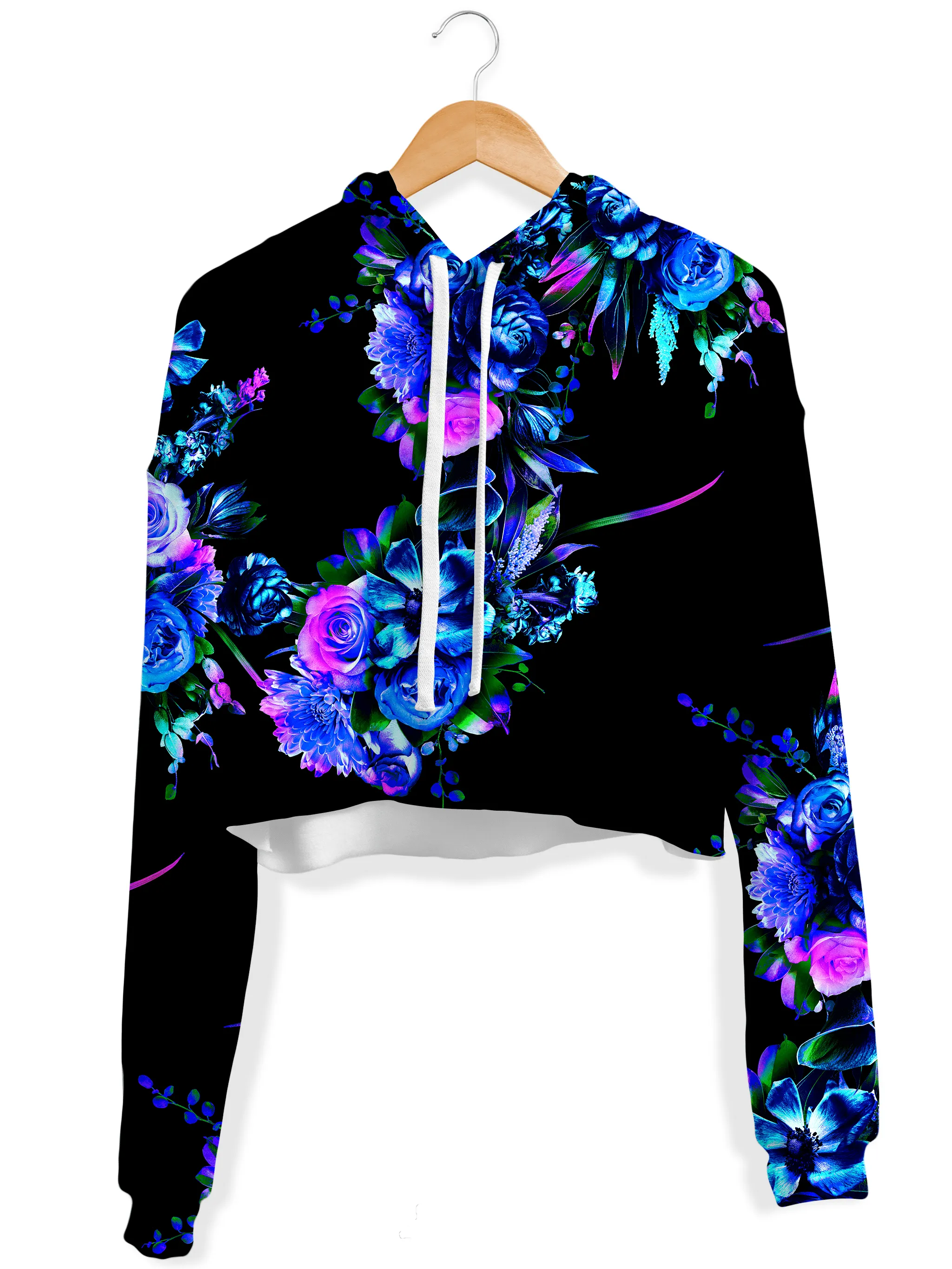 Midnight Garden Fleece Crop Hoodie (Clearance)