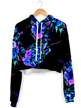 Midnight Garden Fleece Crop Hoodie (Clearance)