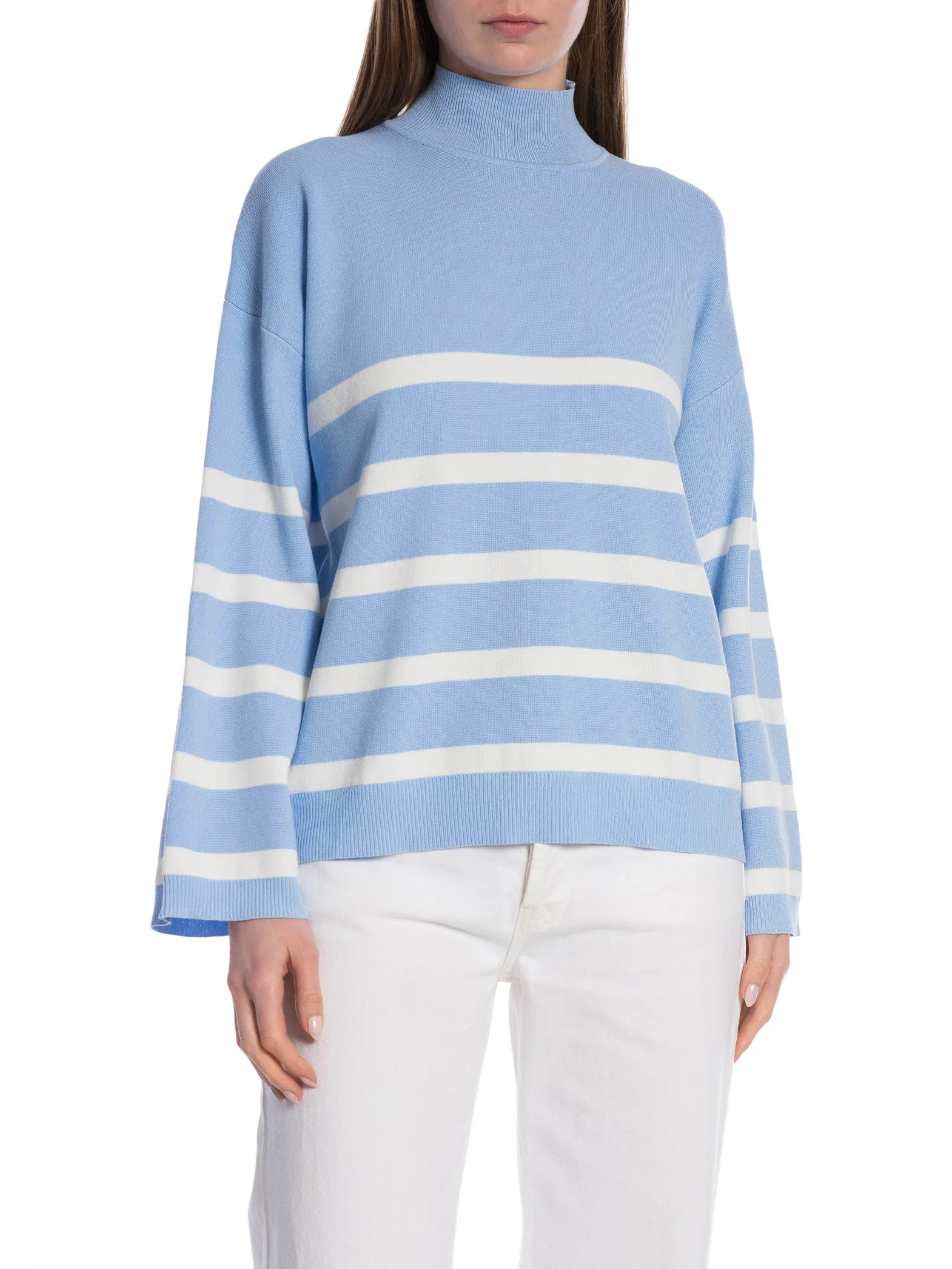 NEO NOIR TRÖJA ENA STRIPE KNIT LIGHT BLUE