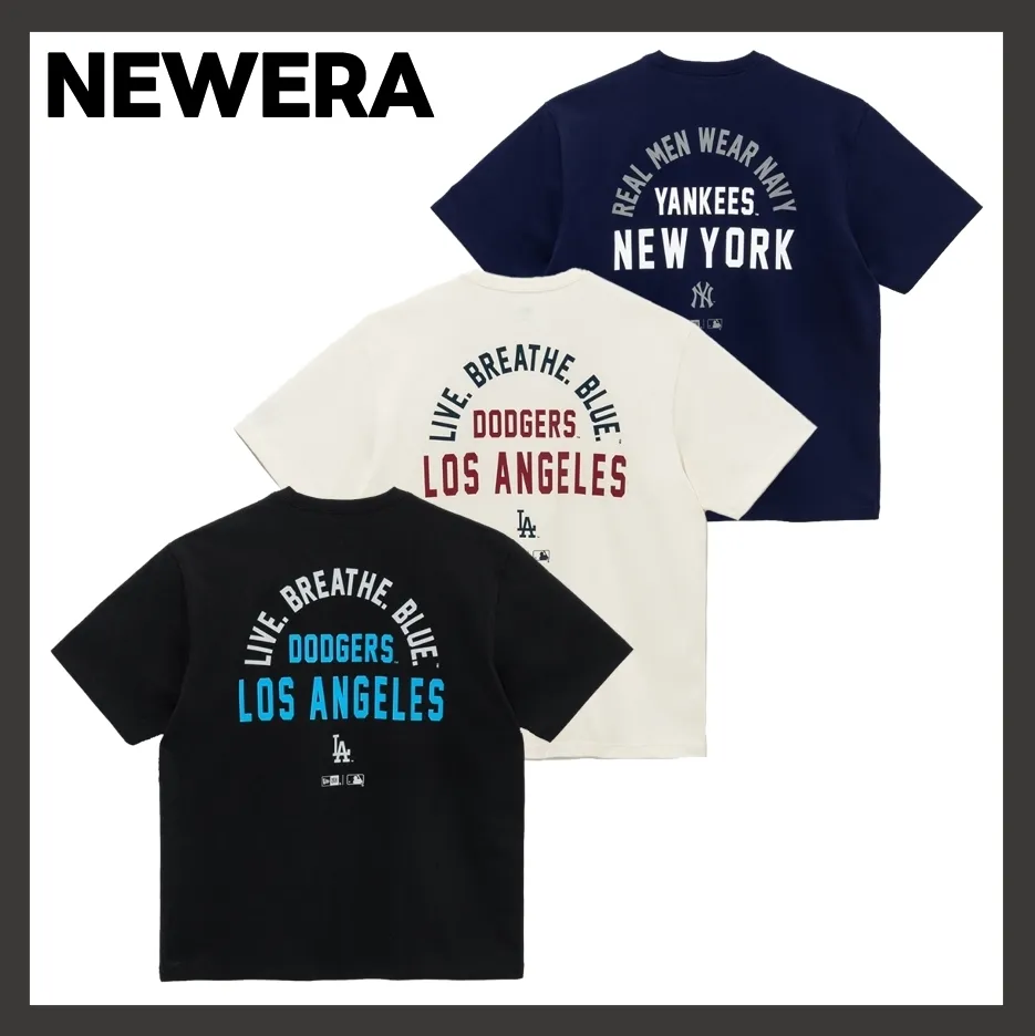 New Era  |Unisex Street Style Short Sleeves Oversized Logo T-Shirts