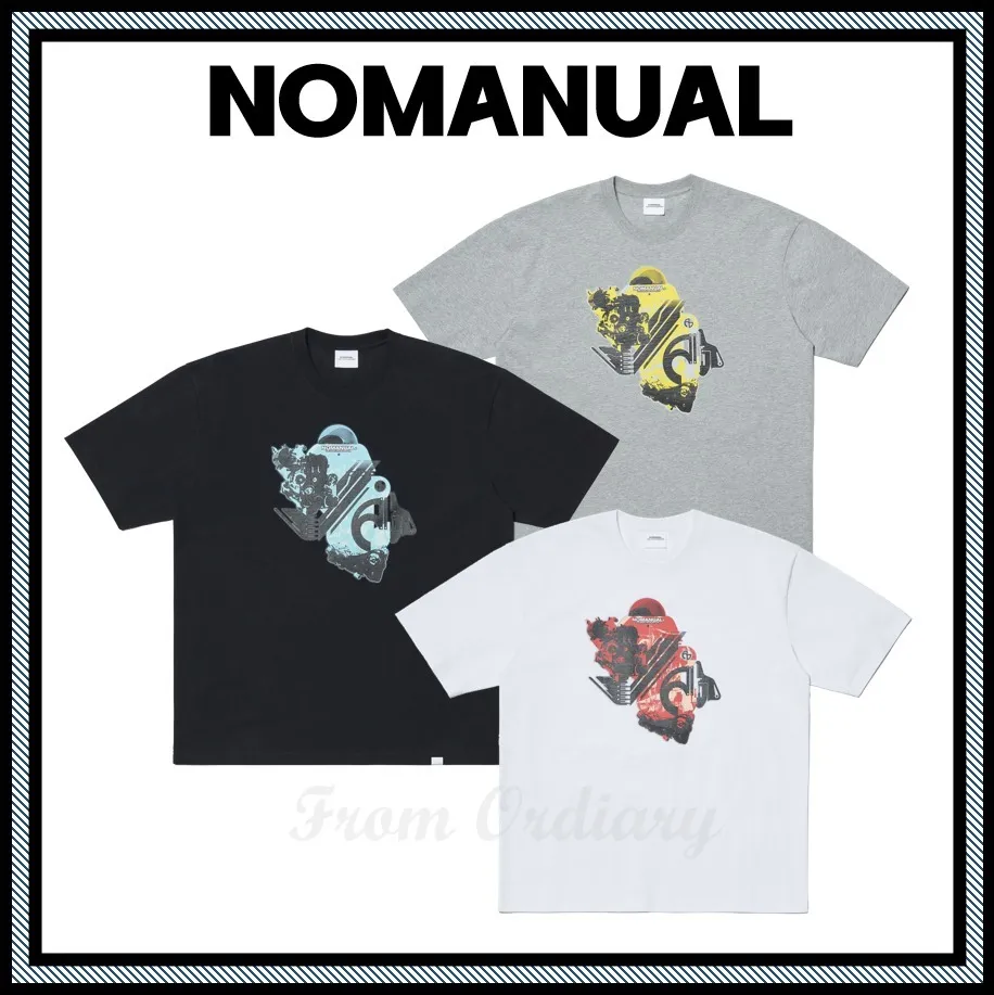 NOMANUAL  |Unisex Street Style Short Sleeves Logo T-Shirts