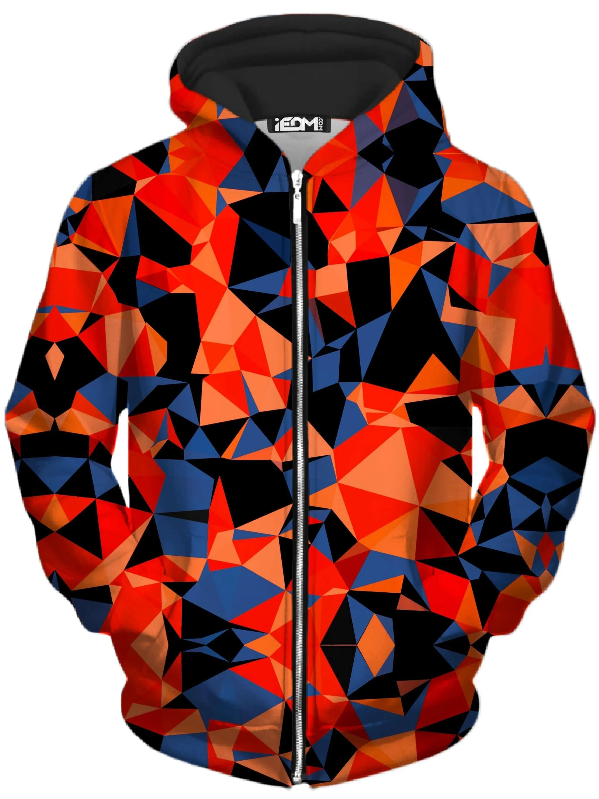 Orange and Black Geo Unisex Zip-Up Hoodie (Clearance)