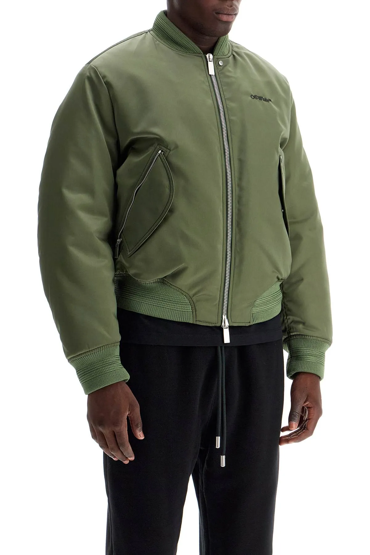 padded nylon bomber jacket