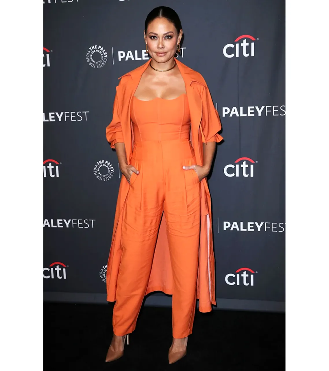 PaleyFest LA 2022 Vanessa Lachey Orange Coat