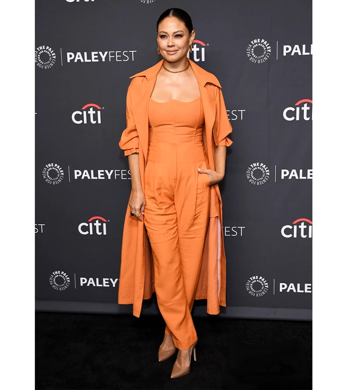 PaleyFest LA 2022 Vanessa Lachey Orange Coat