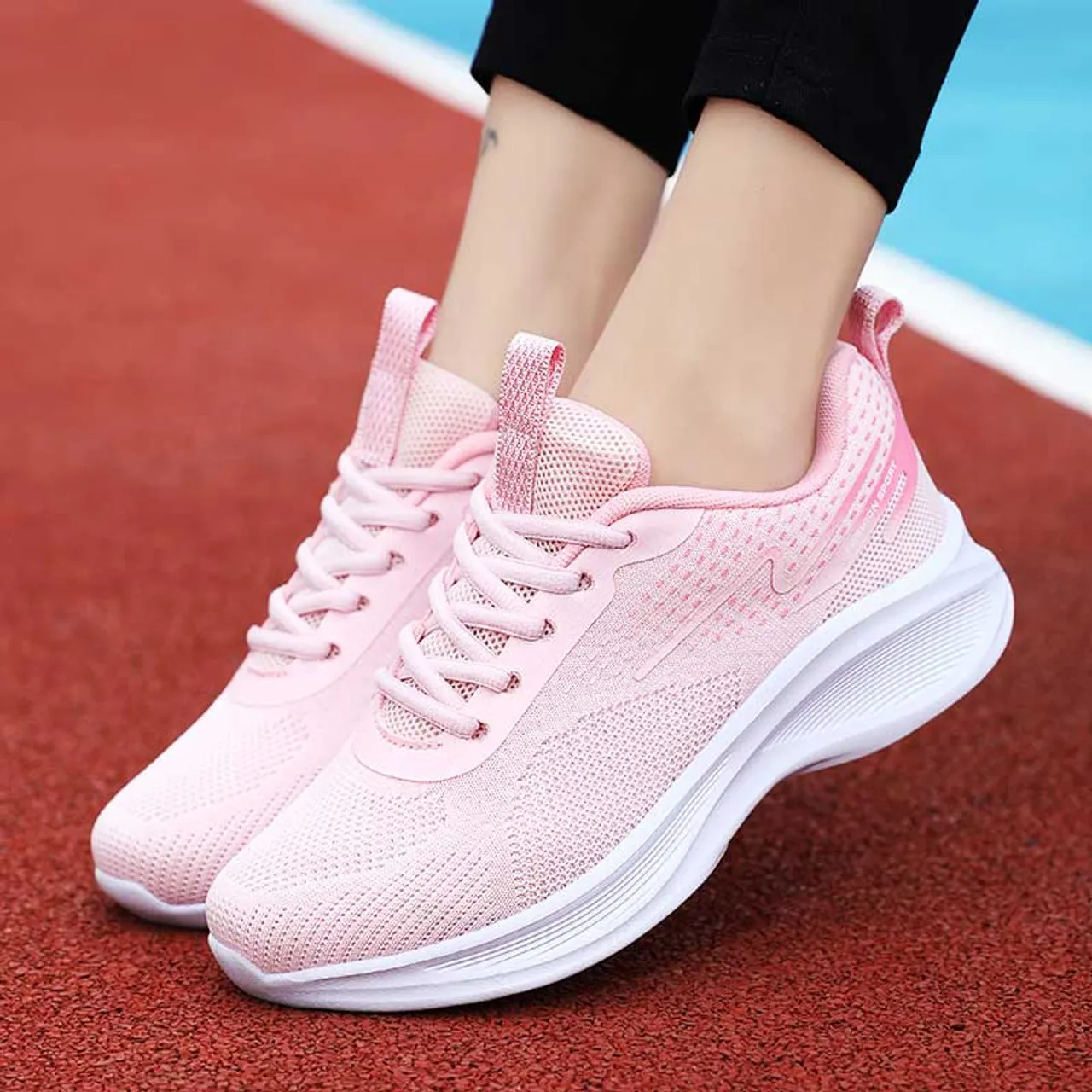 Pink flyknit pattern stripe & print shoe sneaker