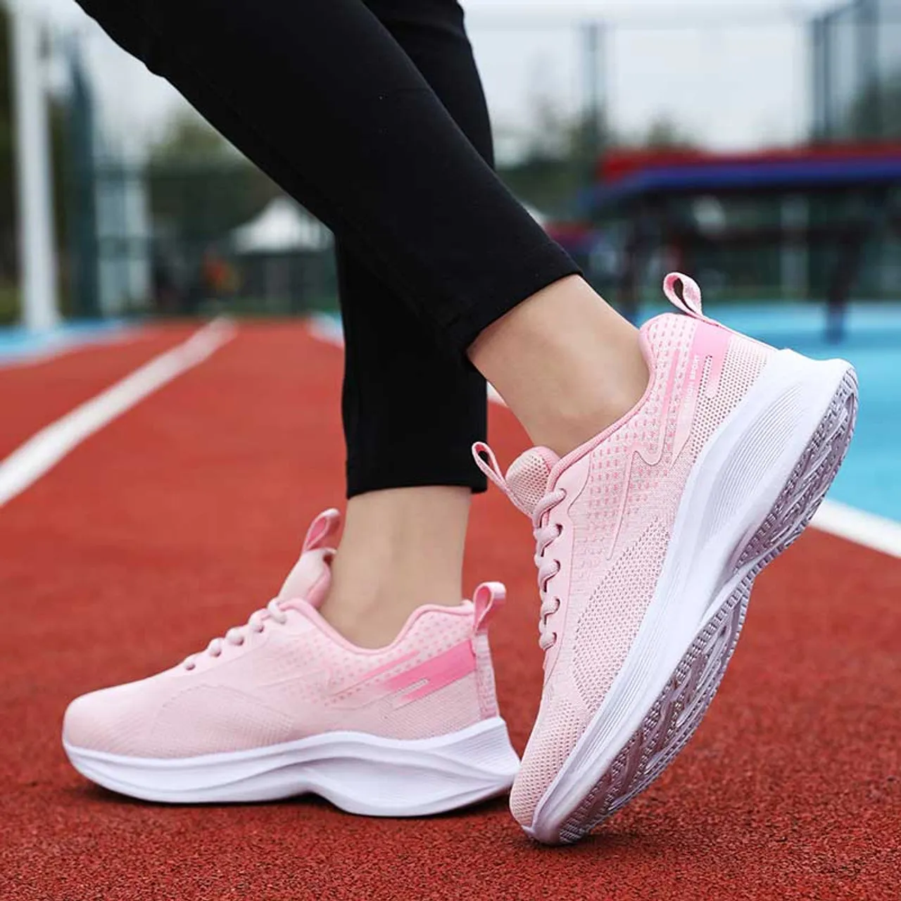 Pink flyknit pattern stripe & print shoe sneaker