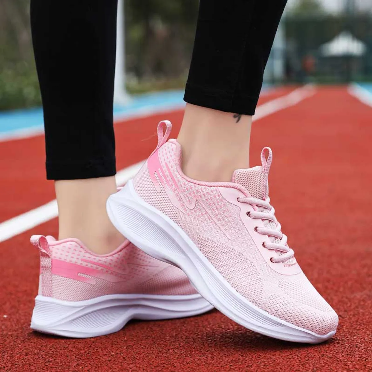 Pink flyknit pattern stripe & print shoe sneaker