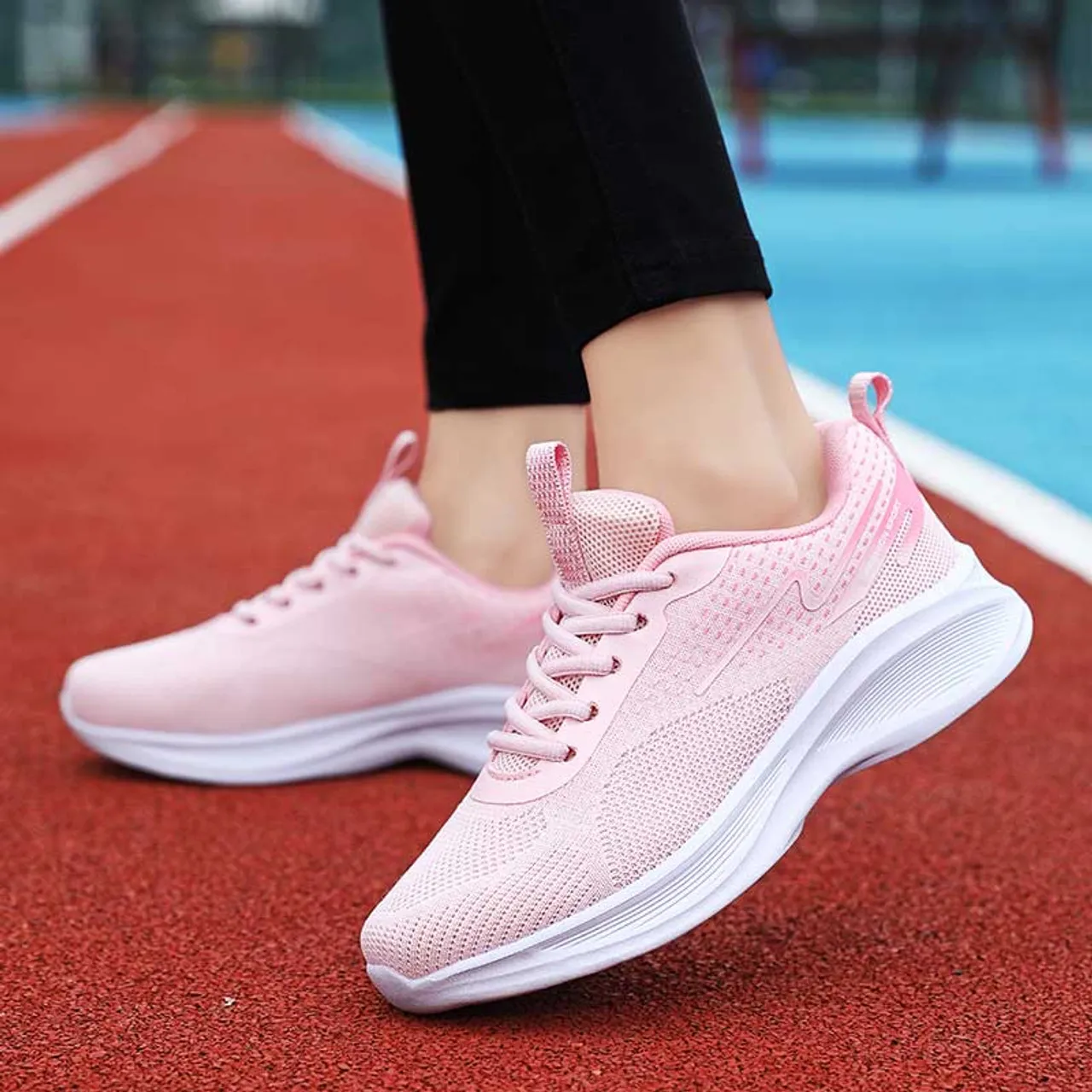 Pink flyknit pattern stripe & print shoe sneaker