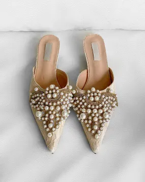 Pointed Toe Pearl Heels