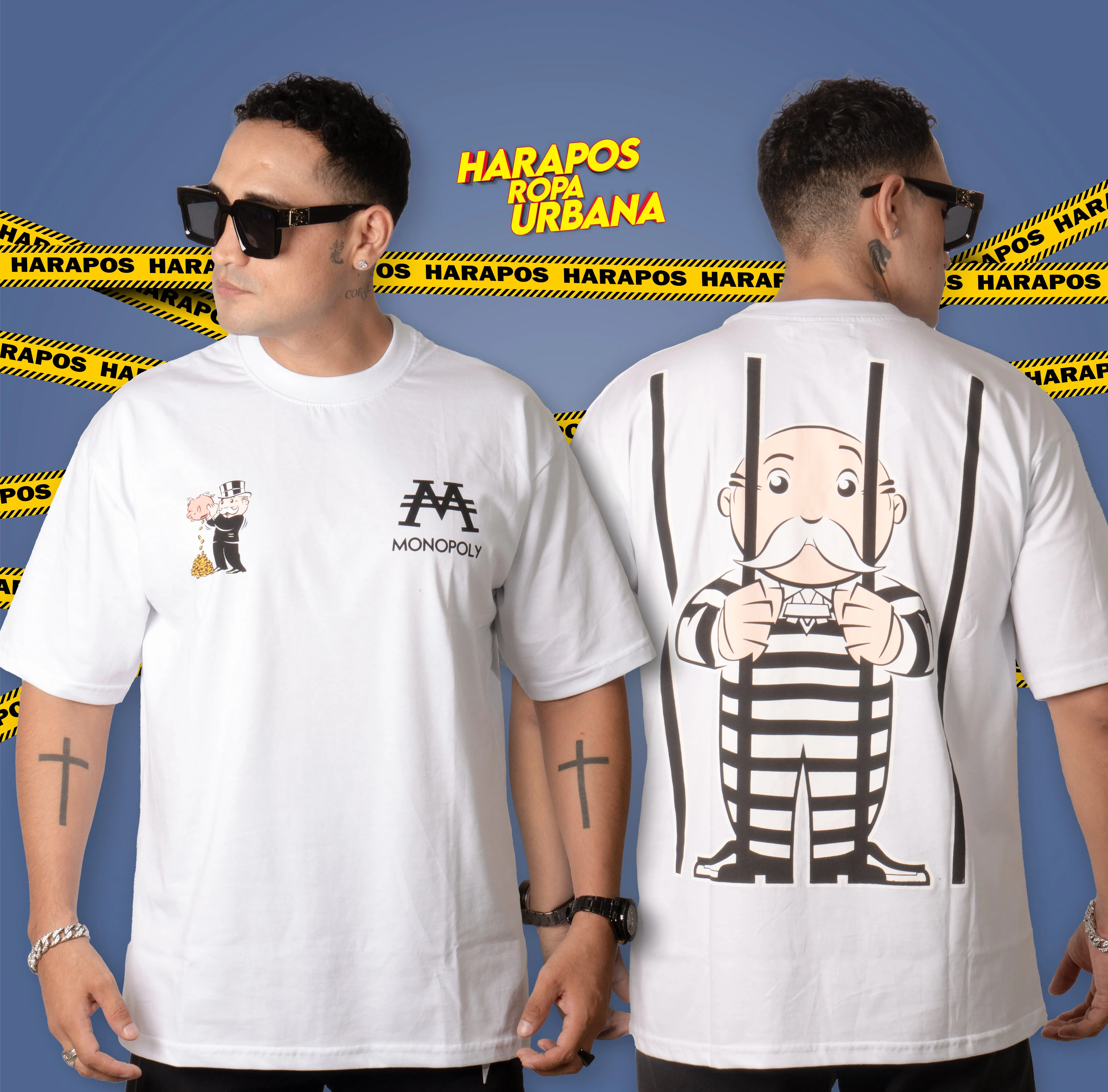 Polera Monopoly Oversize blanca