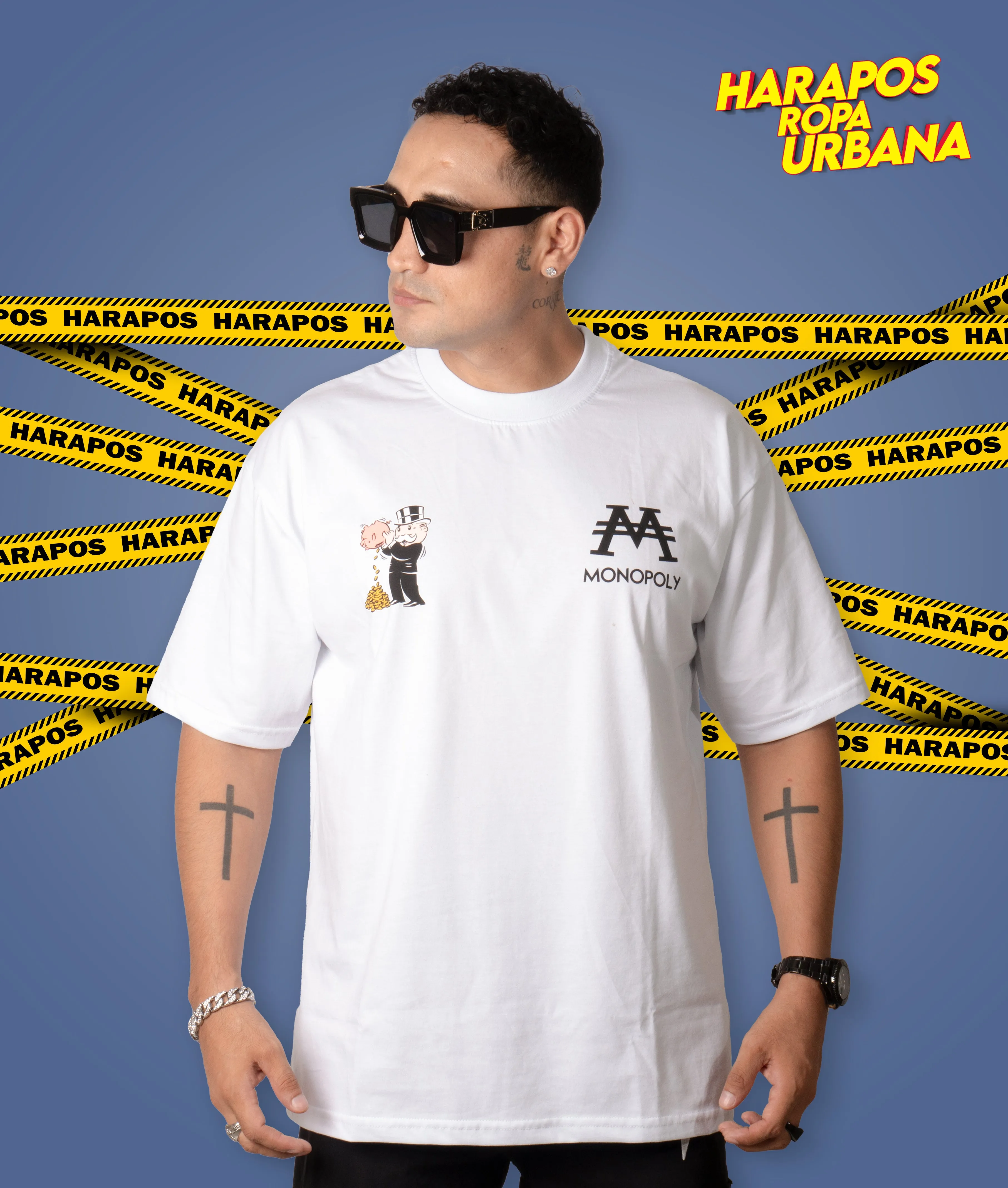 Polera Monopoly Oversize blanca