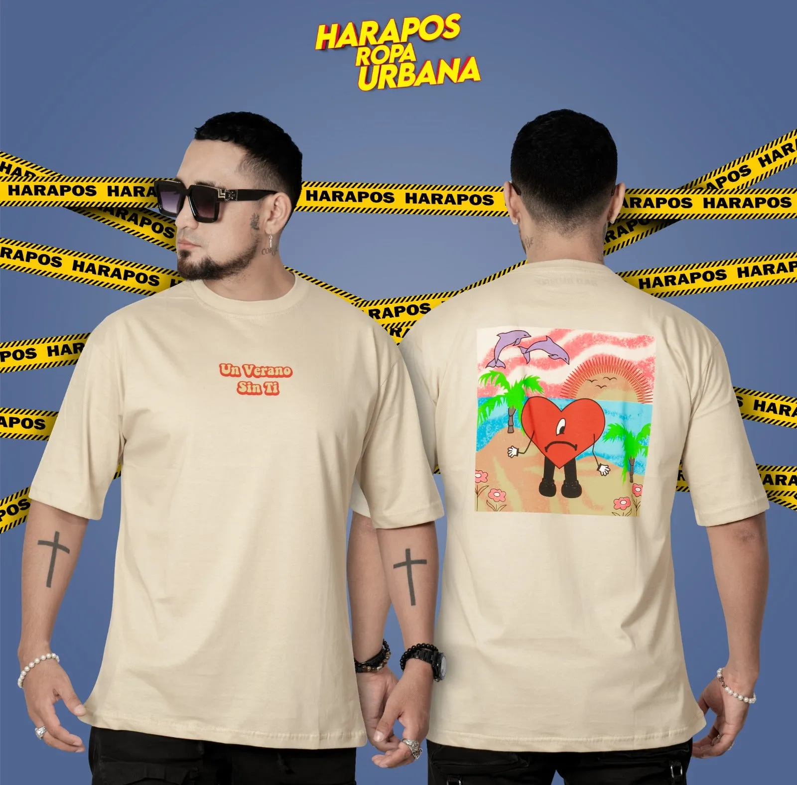 Polera oversize bad bunny verano sin ti Crema