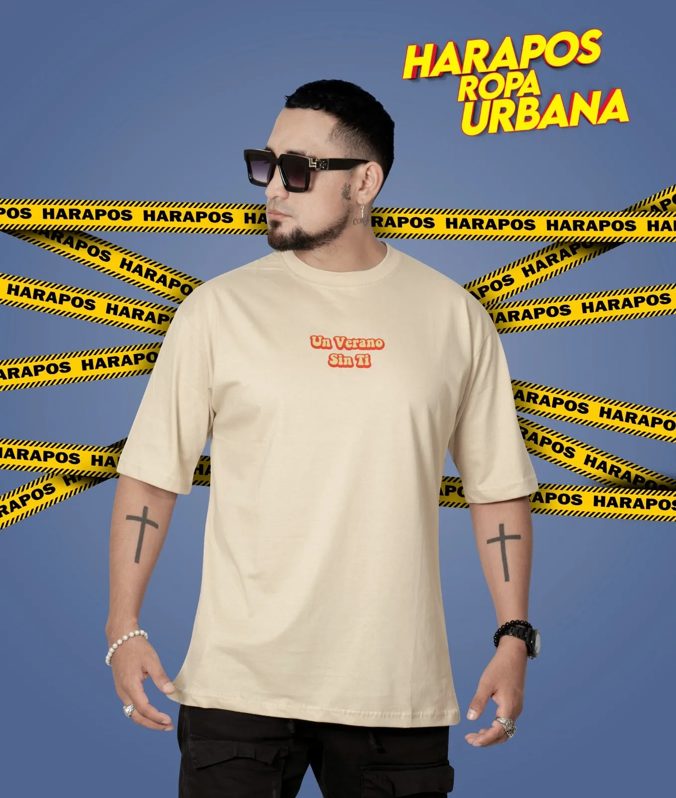 Polera oversize bad bunny verano sin ti Crema