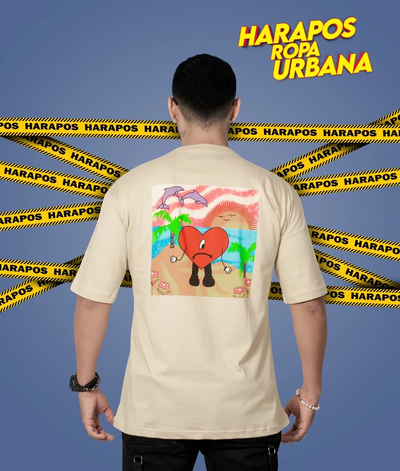 Polera oversize bad bunny verano sin ti Crema