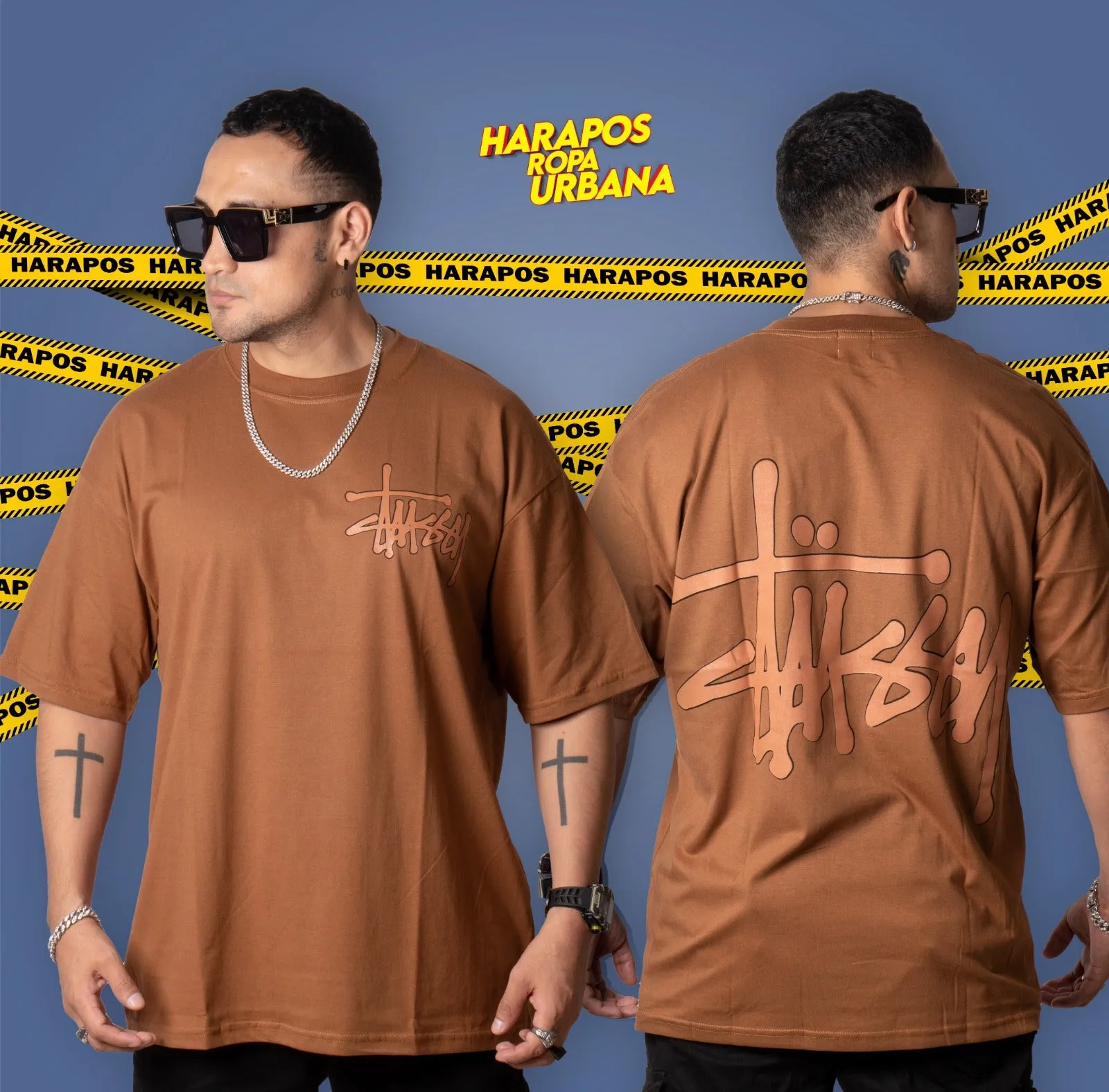 Polera zara oversize cafe grafiti