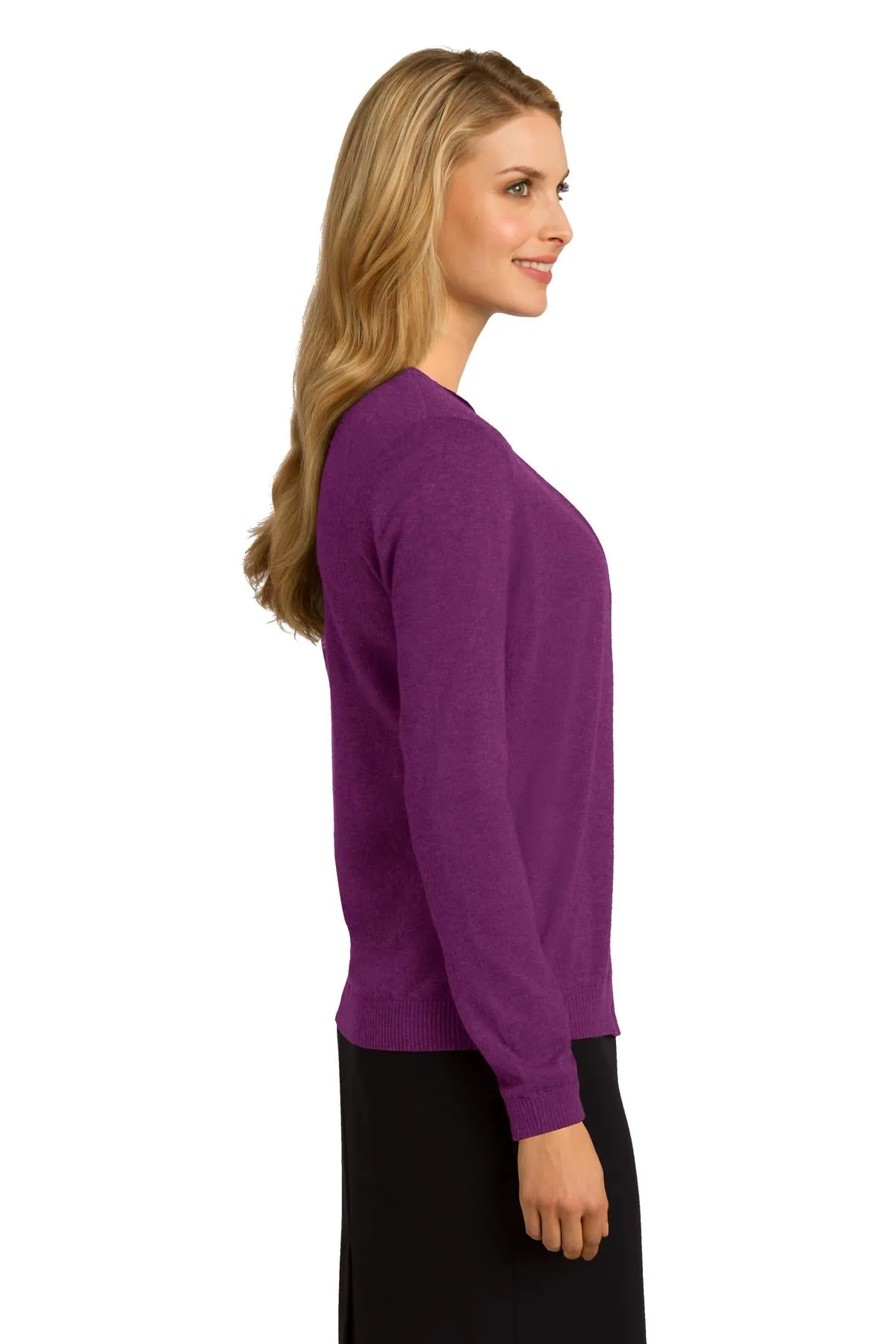 Port Authority Ladies Cardigan Sweater LSW287 Deep Berry