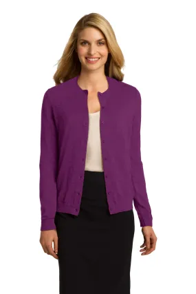 Port Authority Ladies Cardigan Sweater LSW287 Deep Berry