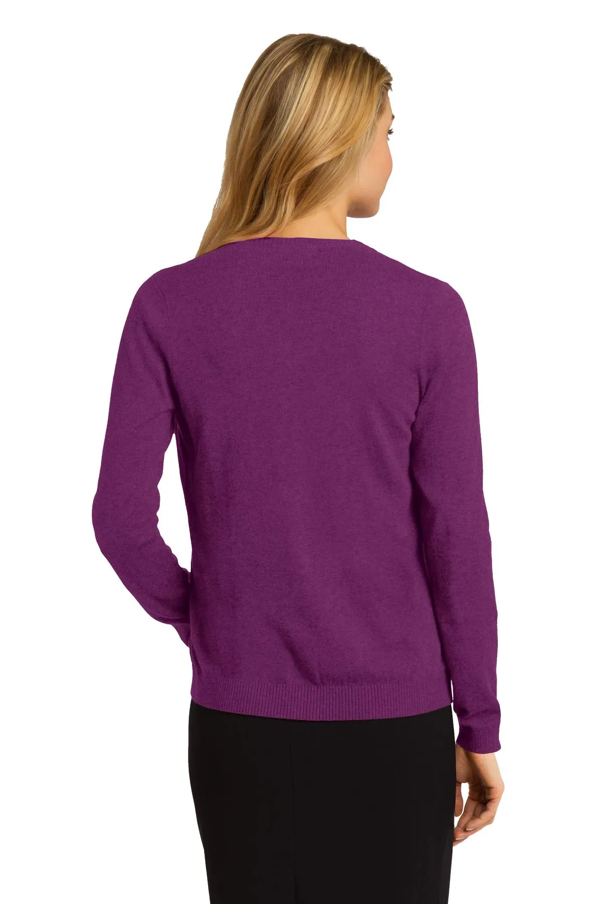 Port Authority Ladies Cardigan Sweater LSW287 Deep Berry