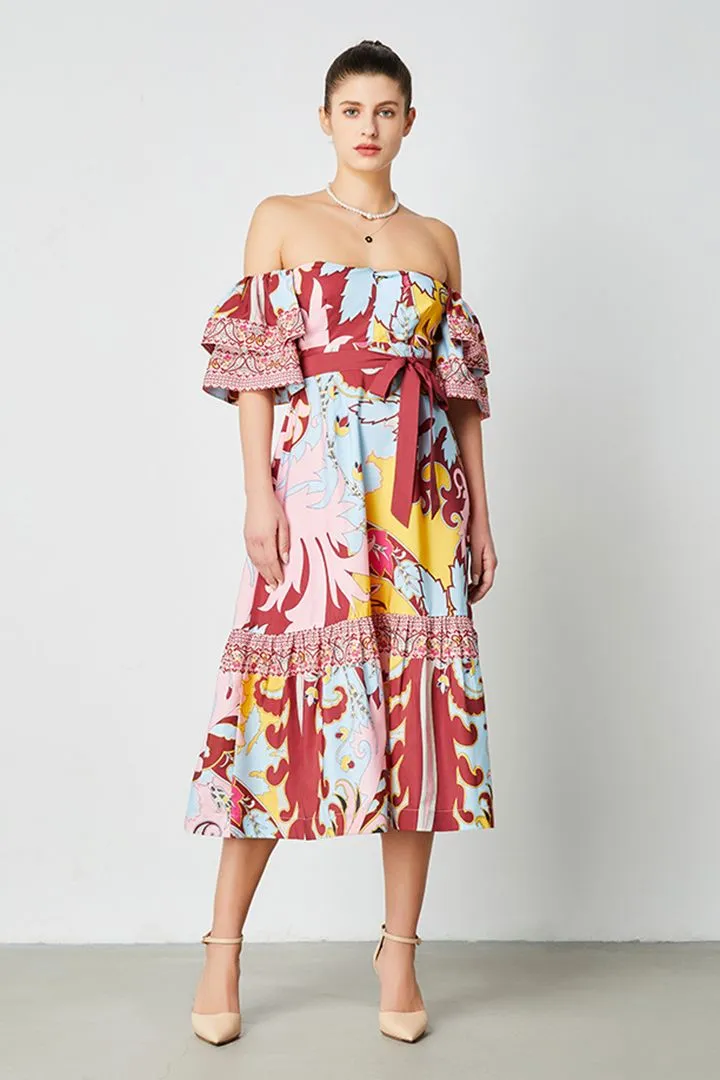 Printed Off Shoulder Dress