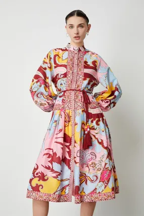 Printed Oversized Sleeves Dress