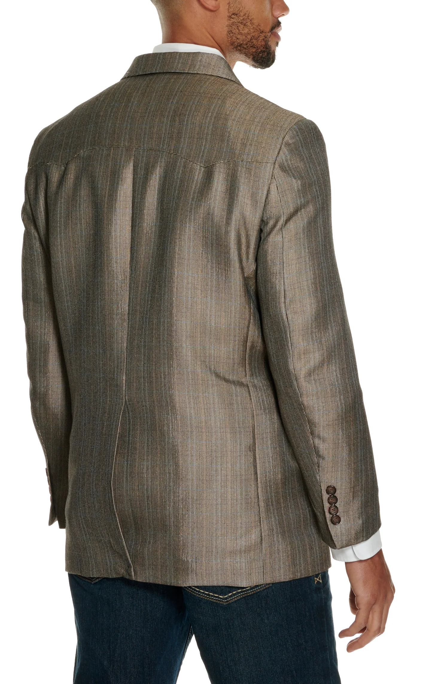 Red Sky Men's Tan Micro Plaid Western Sport Coat - Big & Tall