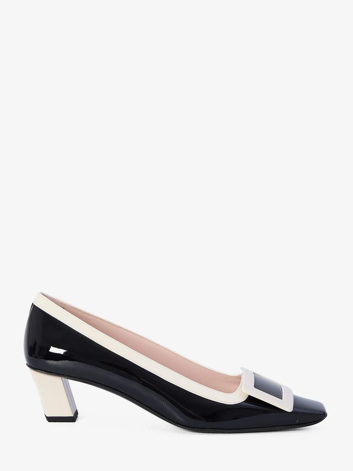 ROGER VIVIER Elegant Patent Leather Pumps with Sculpted Buckle 1.8in Heel