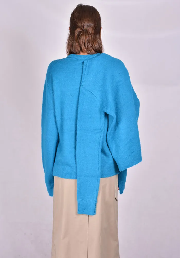 ROKH R3CA20 MH MOHAIR DOUBLE KNIT SWEATER ELECTRIC BLUE