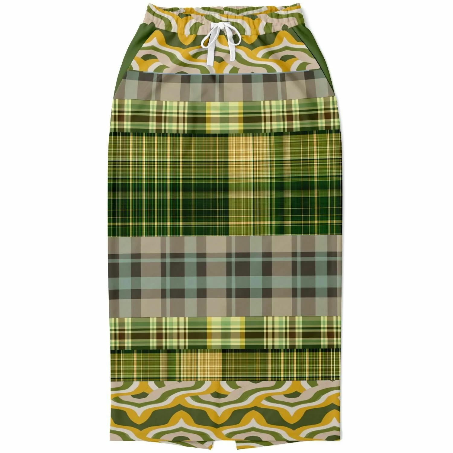 Rolling Green Plaid Eco-Poly Long Pocket Skirt