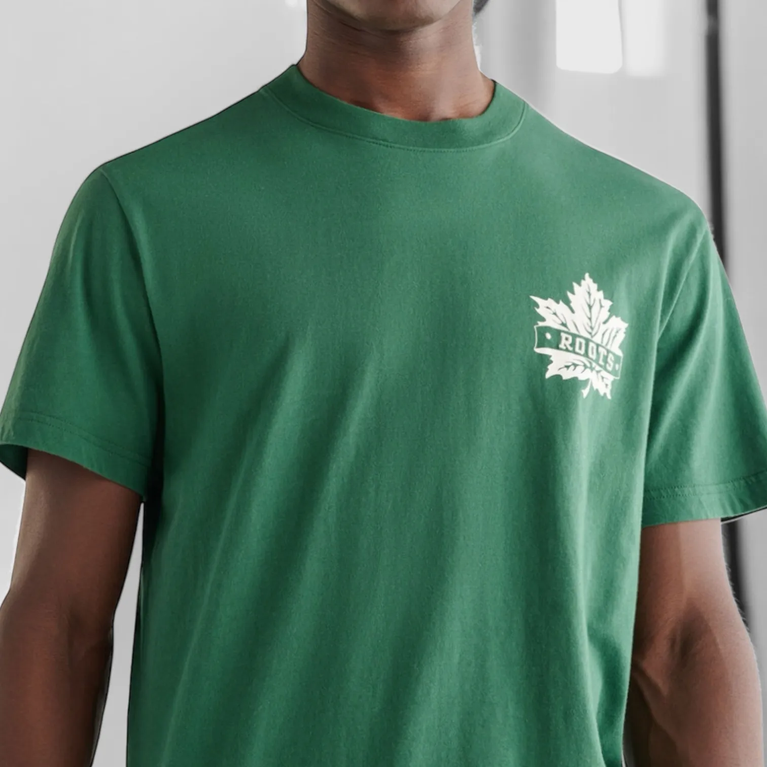 Roots  |Crew Neck Cotton Short Sleeves Logo Crew Neck T-Shirts