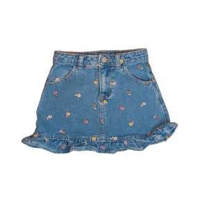 Seed Embroidered Denim Skirt