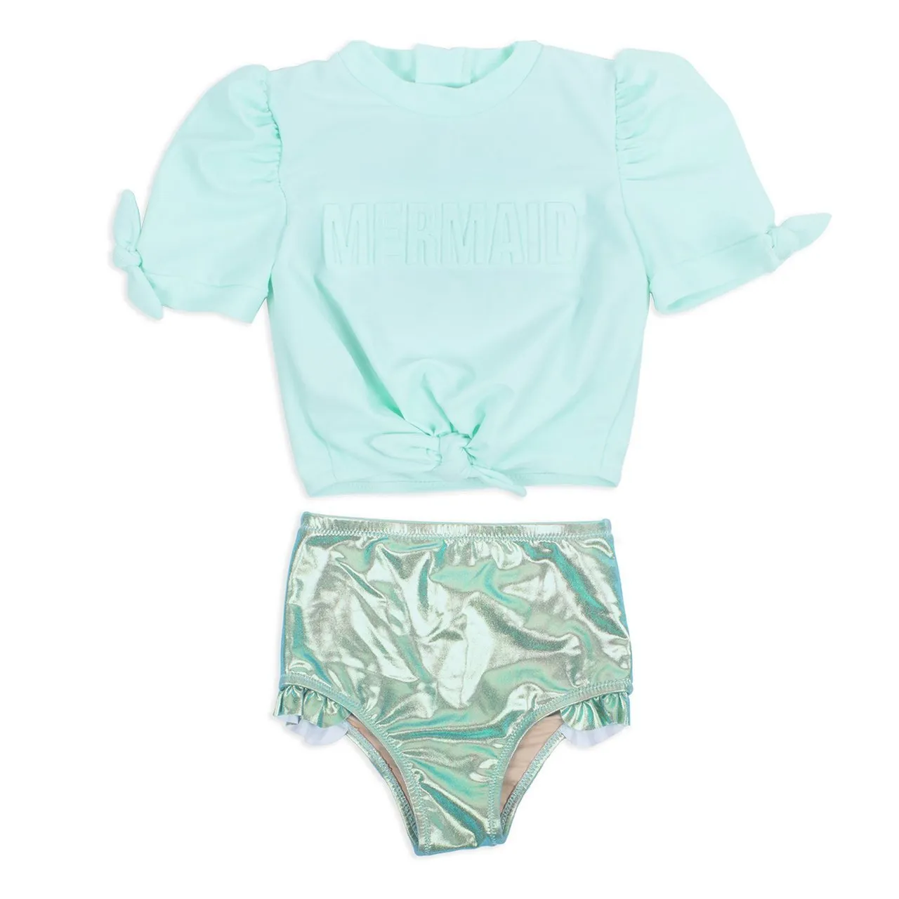 Shade Critters Puff Sleeve Rashguard Set- Metallic Mermaid