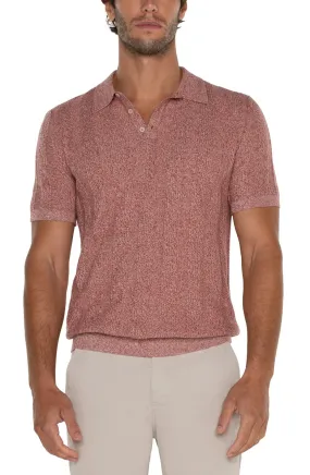 Short Sleeve Sweater Knit Polo in Nantucket Red Multi